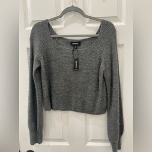 Grey square neck sweater